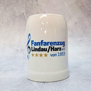 Keramik - Bierkrug, weiß mit Logo